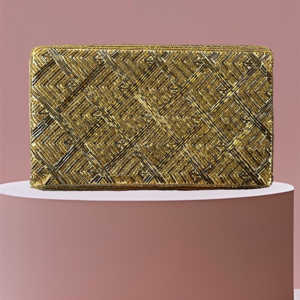 Vintage ADG clutch handbag with glass beading